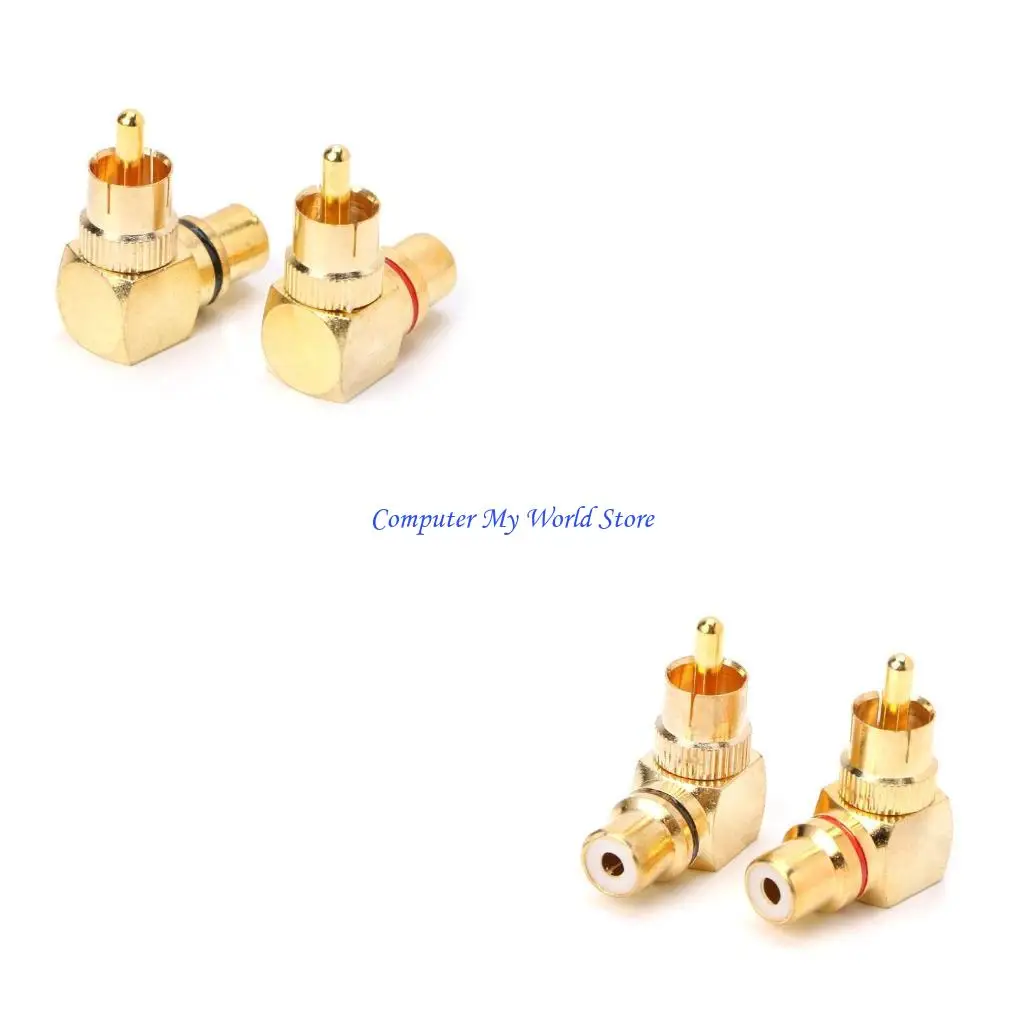 

2x Brass RCA Прямой угол мужского до женского по золоту. Адаптеры 90 градусов