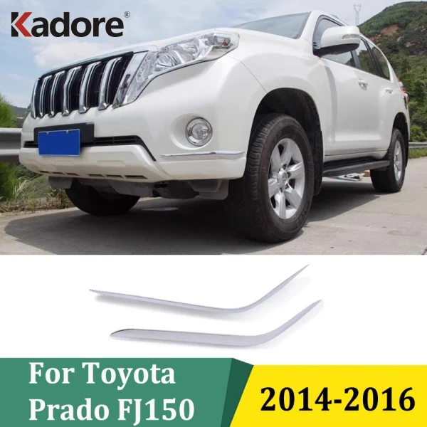 

For Toyota Prado FJ150 2014 2015 2016 Chrome Front Bumper Corner Guard Trim Cover Sticker Exterior Car Styling Accessories