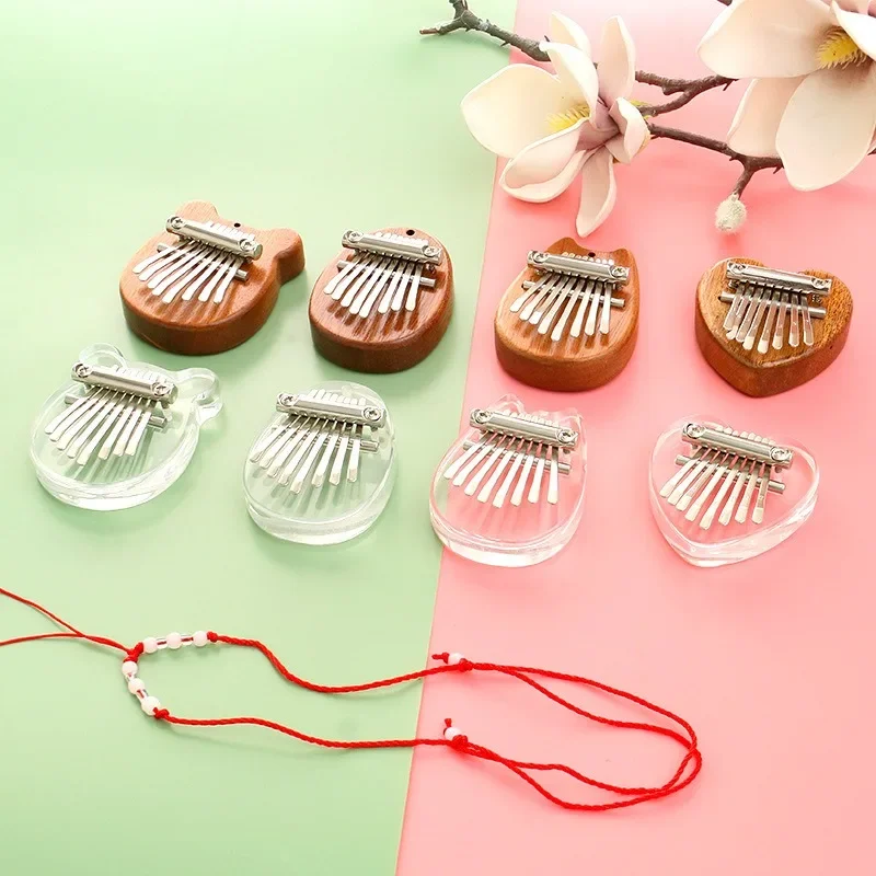 Solid Wood Eight-tone Thumb Piano Healing Portable Beginner Acrylic Clear Mini Kalimba Sound Therapy Keyboard Instruments