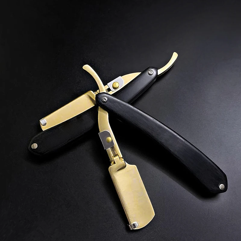 3-цветное лезвие с деревянной ручкой, бритвы для бритья, профессиональная парикмахерская бритва для бровей, мужская бритва со сменным лезвием для бритья для мужчин