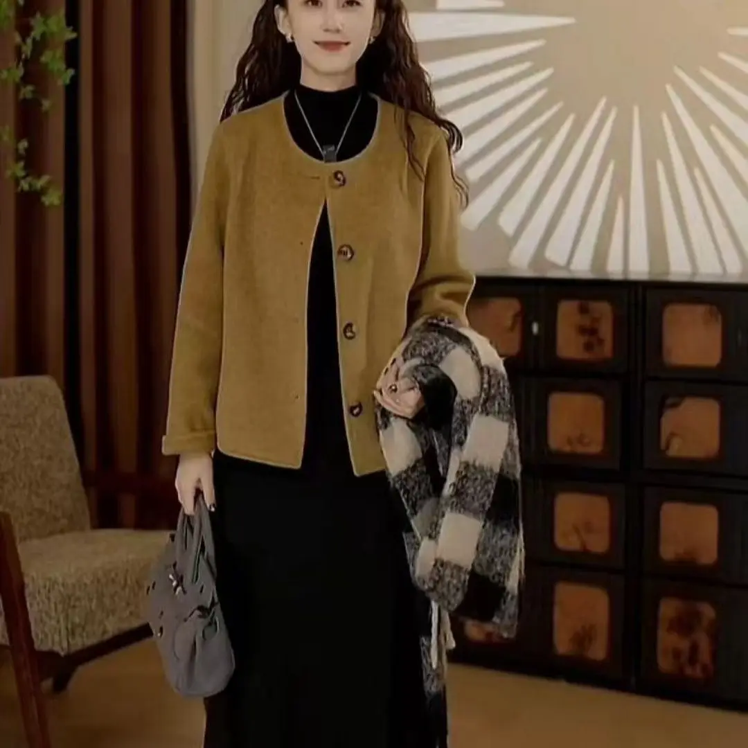 

2025 Autumn Winter New Sle Small Fraance Wind High-End ort Woolen Coat Women's Faion Commute Loose Fit Long Sve