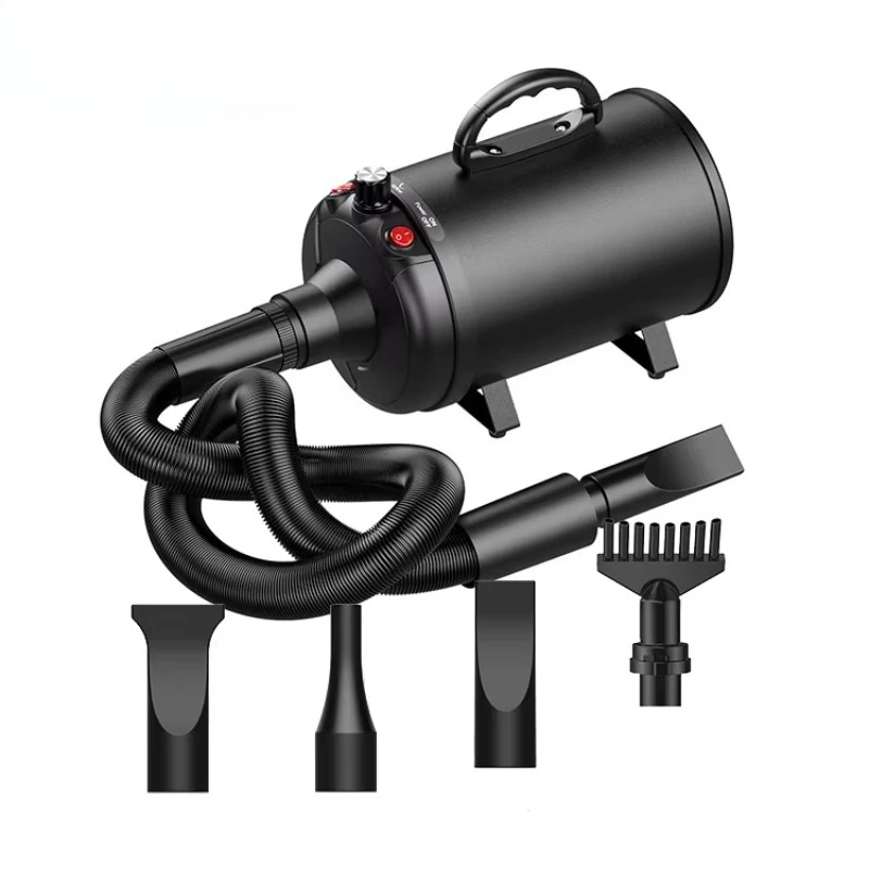 

Dog blower with 4 nozzles, adjustable speed and temperature, with heater, high speed pet hair dryer for dogs