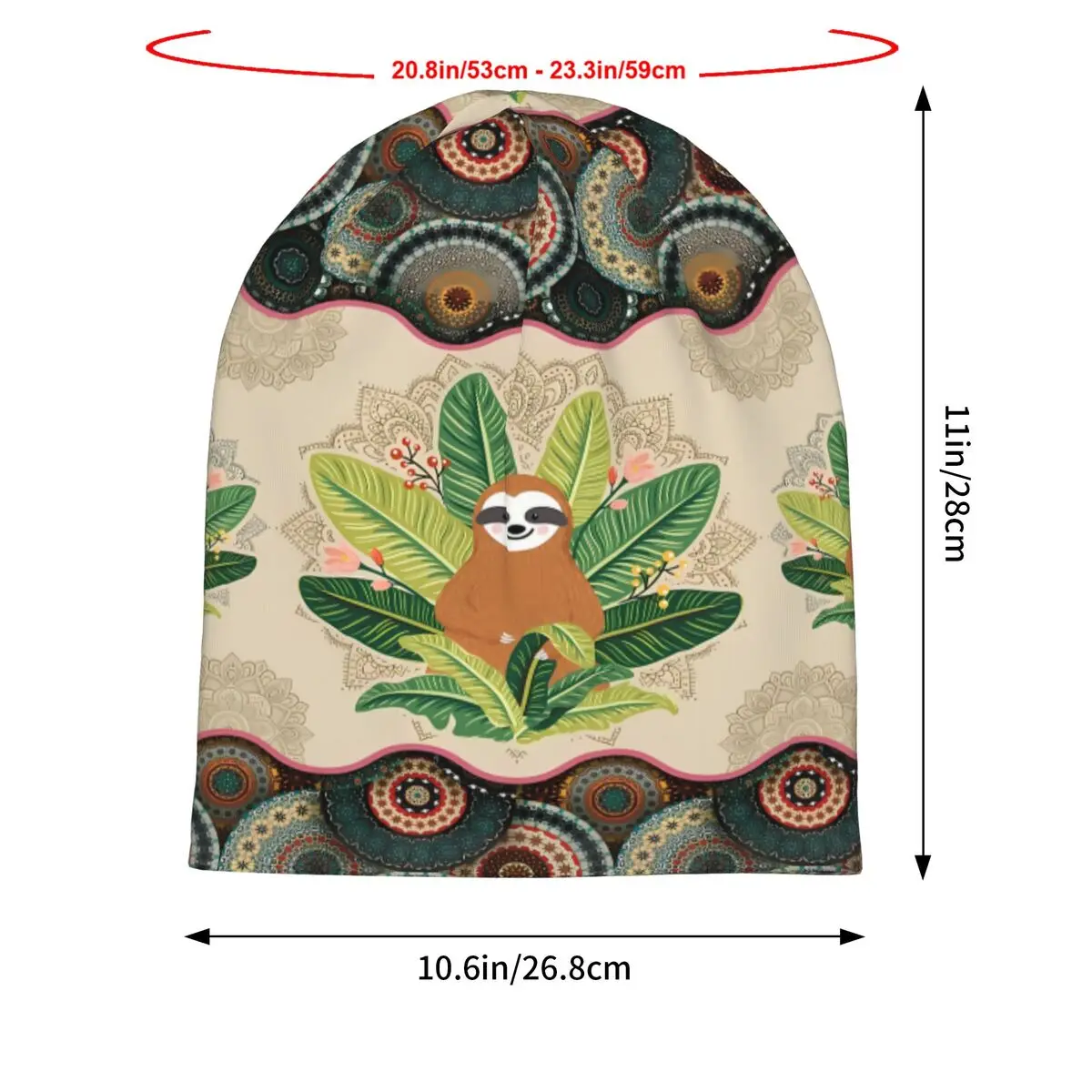 Sloth Vintage Mandala Bonnet Outdoor Thin Skullies Beanies Caps For Men Creative Hats