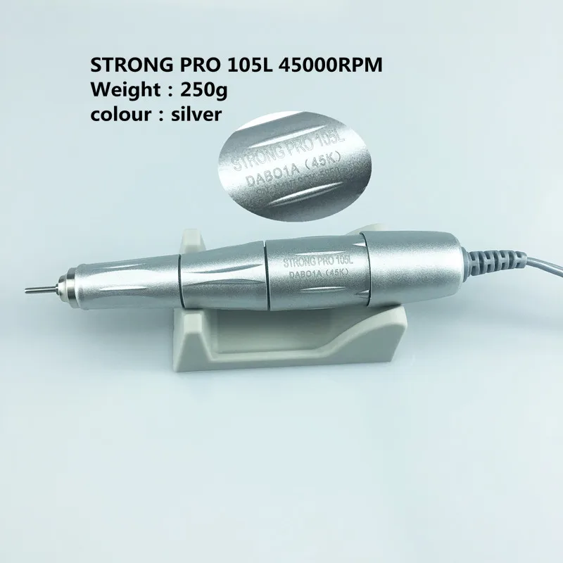 65W 45000RPM Strong 210 204 SILVER PRO105L Electric Nail Drills Machine Manicure Pedicure File Bits Nails sculpture polish