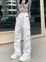 Zoki-pantalones Cargo Punk Y2K para mujer, ropa de calle holgada Vintage, pantalones casuales de cintura alta, pantalones coreanos Harajuku Retro de pierna ancha