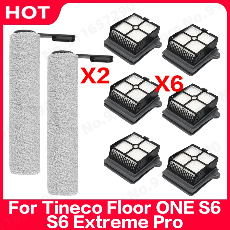 HEPA Filters And Roller Brush For Tineco Floor ONE S6/ S6 Extreme Pro Spare Parts Cordless Wet Dry Vacuum Cleaner Accessories