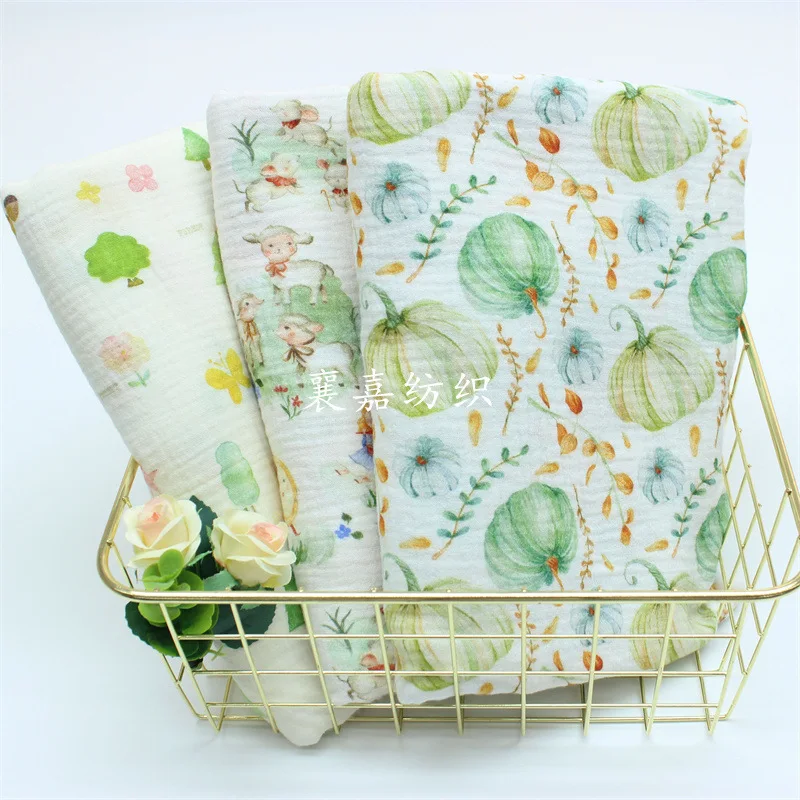 

Baby Cotton Double Gauze, Crepe, Reactive Print, Blanket, Quilt, Pajama Fabric