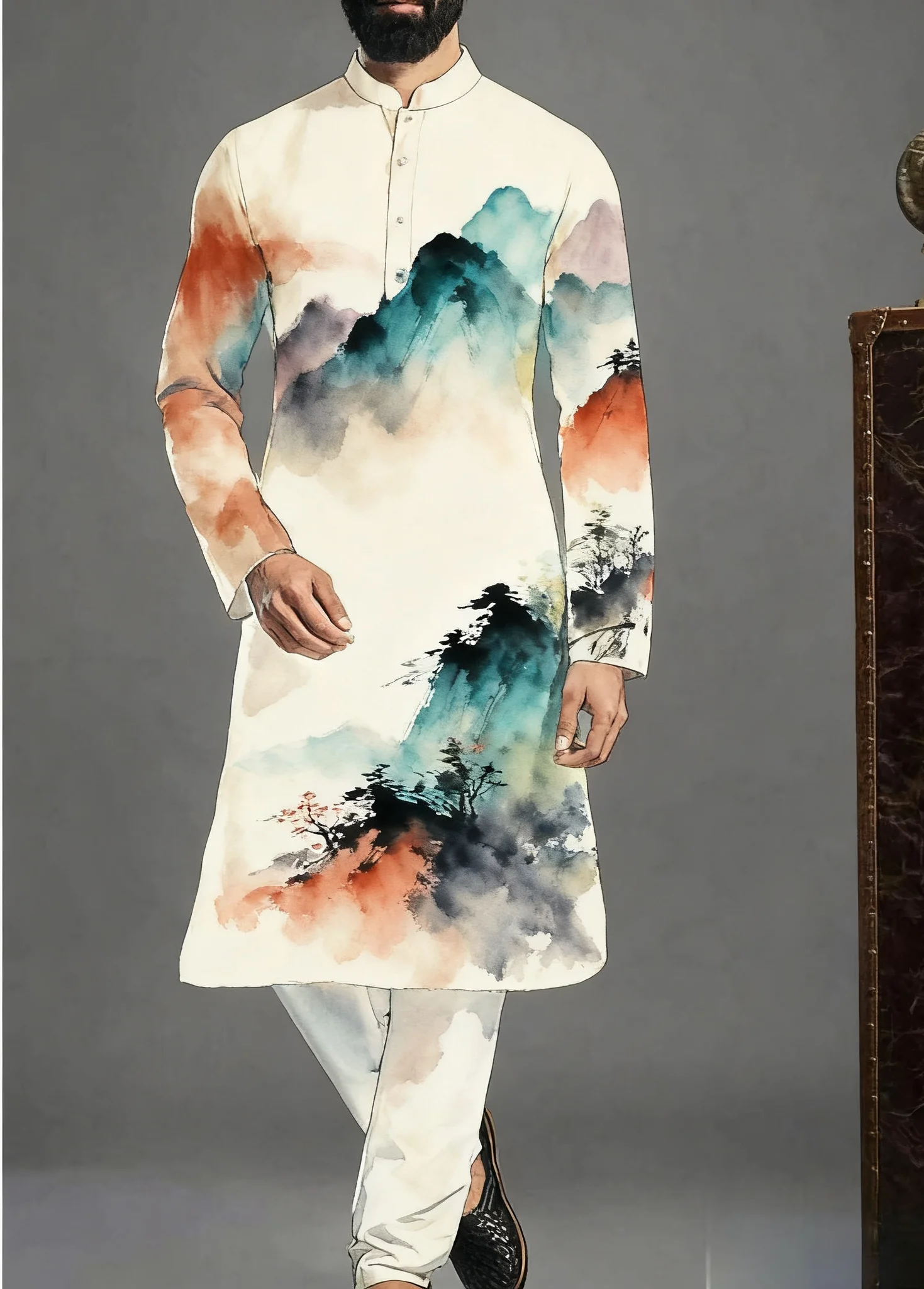 2026Kurt Men's Digital Printed Patterns with Multiple kurta vardha Fashionable Casual Fit Regular Robe Suitable for All Occasion