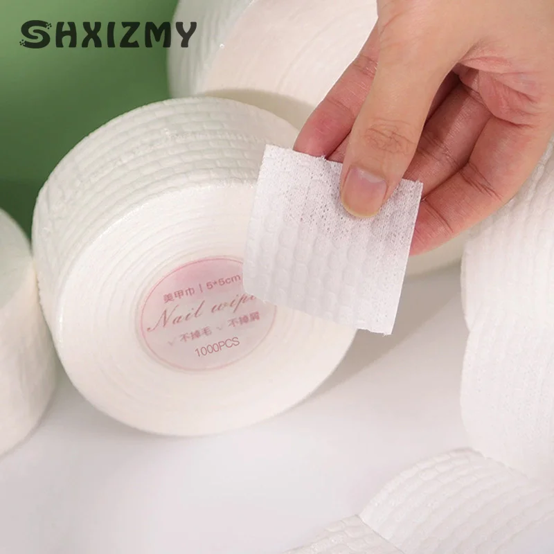 1000Pcs/Roll Thin/Thick Nail Remover Cotton Disposable Lint-Free Soak Wipe Cotton Gel Polish Remove Nail Art Cleaning Pad