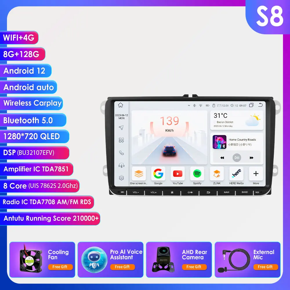 Android Auto Multimedia Voor Vw Golf 5 Polo 6 Passat B6 Cc Radio Touran Scirocco Caddy Jetta Amarok Skoda Auto Radio Audiospeler