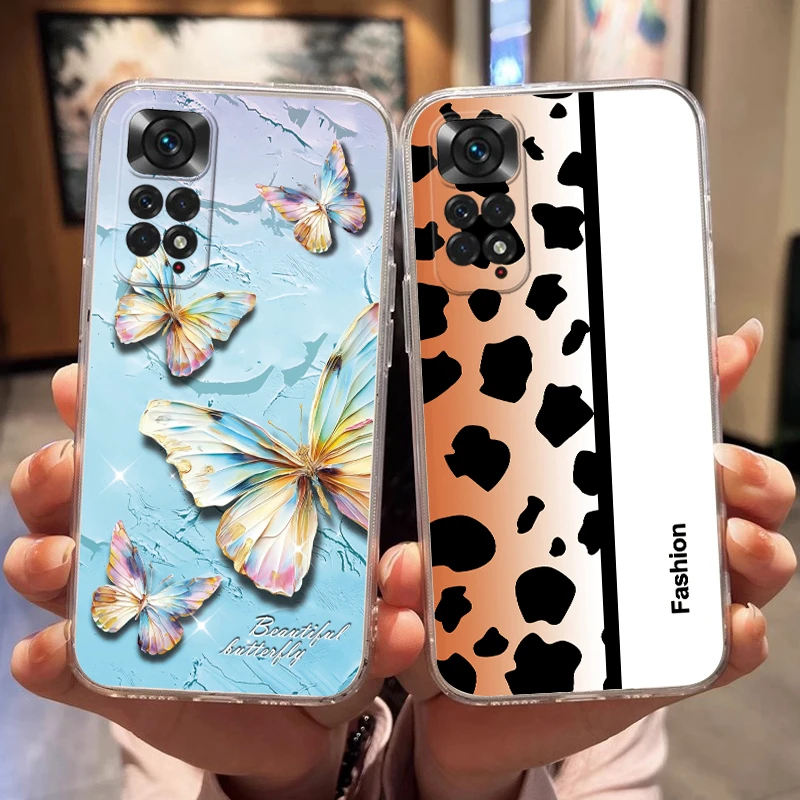 For Redmi 10 4G Note 12Pro 11 Pro 5G 11 Pro Plus 11 11S 11 Pro 10 Pro 10 10T 10 10S Poco M5S M3 Pro Flower Butterfly Clear Cover