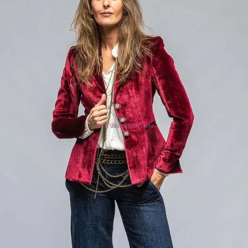 

49ME женское пальто в стиле ретро, ​​легкая уютная верхняя одежда на пуговицах, однотонные куртки с лацканами и открытой частью,