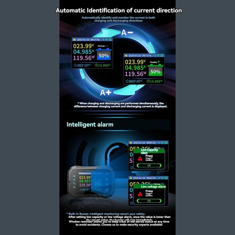 Wifi Coulomb Meter Power Volt-Ammeter For Lithium & Lead Acid Batteries RV Battery Capacity Indicator & Monitor