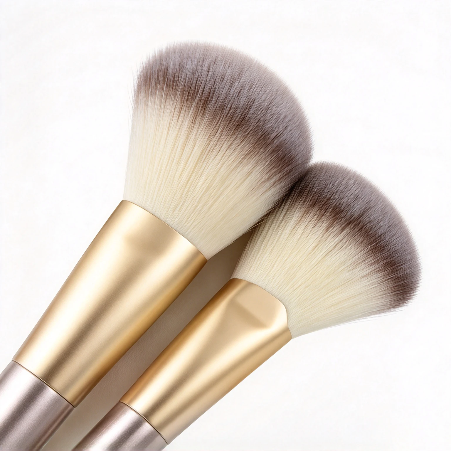 12Pcs Makeup Brushes Set Soft Synthetic Fiber Bristles Gold Silver Handle Cream White PU Storage Bag Portable Travel Cosmetic Br