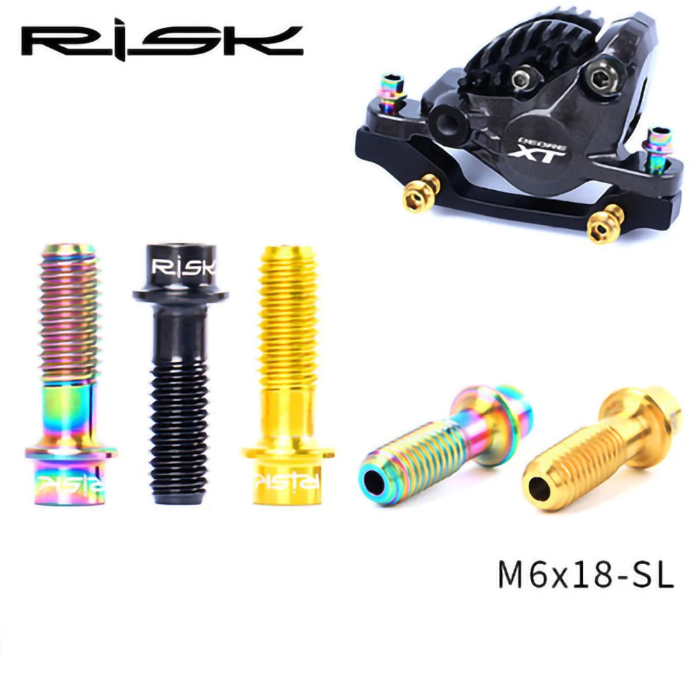 Risk Mountain Bike Bicycle Hollowed Out M6x18SL DiscBrake Caliper Fixing Bolts Screws Titanium Alloy Bicycle Accessories