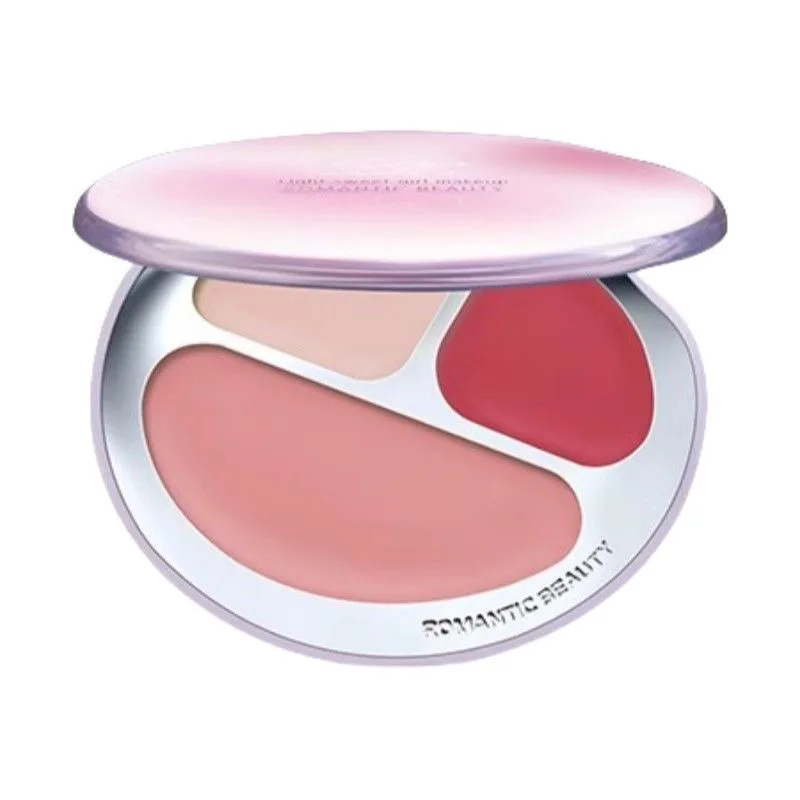 Romanticbeauty Multi Use Blusher Cream Drie kleuren poeder Blush Gezichtsreparatie TConcealer Crème Natuurlijke make-up Holding Water