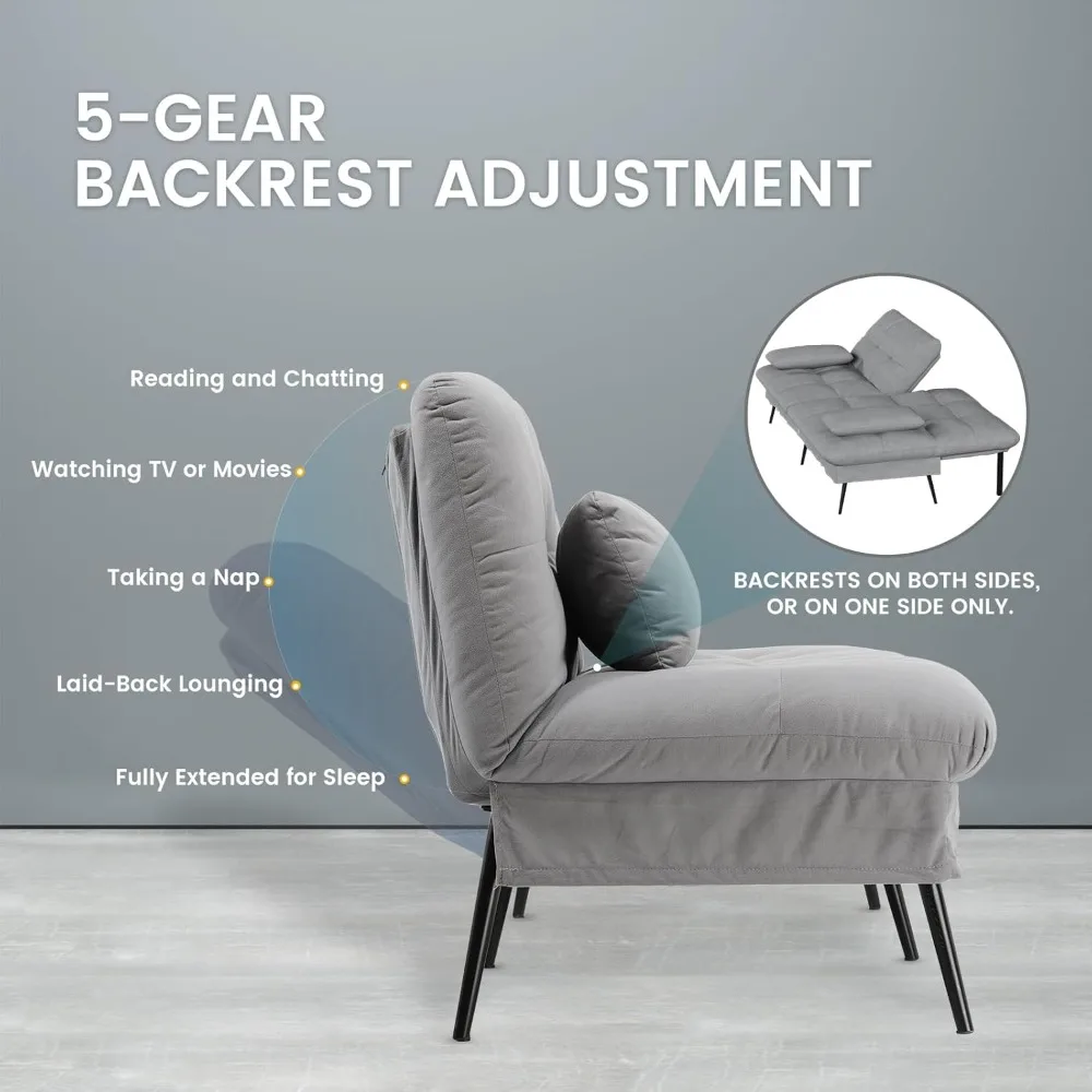 أريكة سرير، أريكة فوتون قابلة للتحويل مقاس 68 بوصة من القماش مع مسند ظهر قابل للتعديل، كرسي نوم قابل للطي، أريكة #5