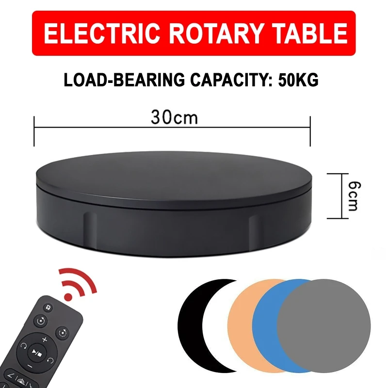 100KG Display Stand Platform 360° Rotating Electric Turntable Remote Control Live Video Photography With 5pcs Background Board