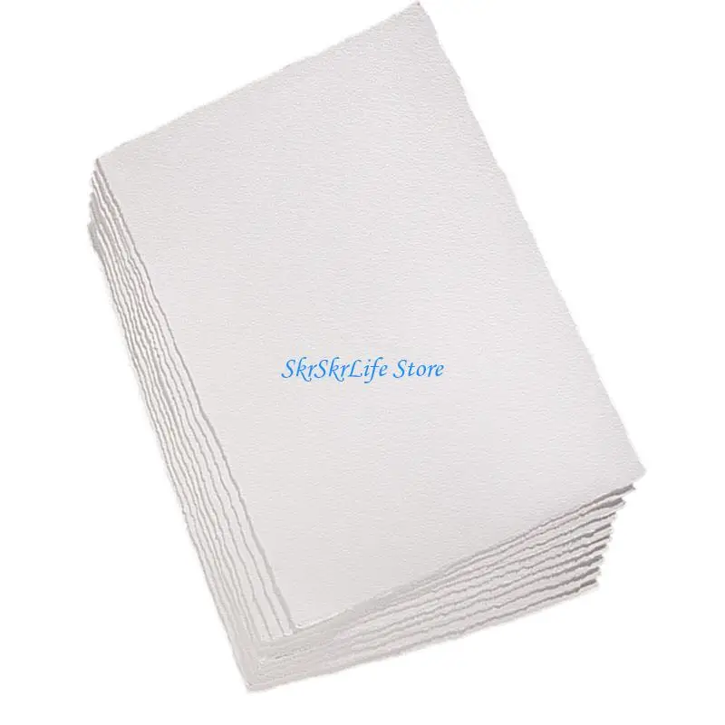 E65E 10 ورقة سميكة بوزن 300 جرام من ورق حافة سطح القطن مع سطوع عالي مثالي لفن الوسائط المختلطة والرسم الاحترافي #4