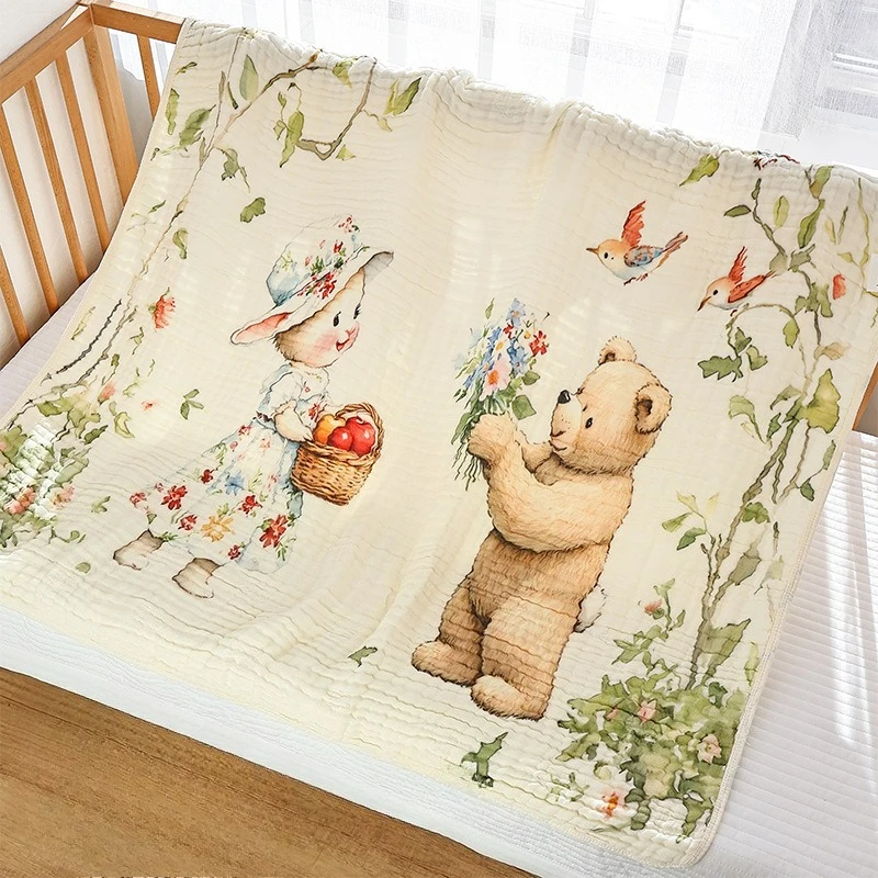 Baby Towel Newborn 2026 New Soft Breathable 6-layer Large Size Bamboo Cotton Gauze Baby Swaddle Cartoon Blanket - view 2