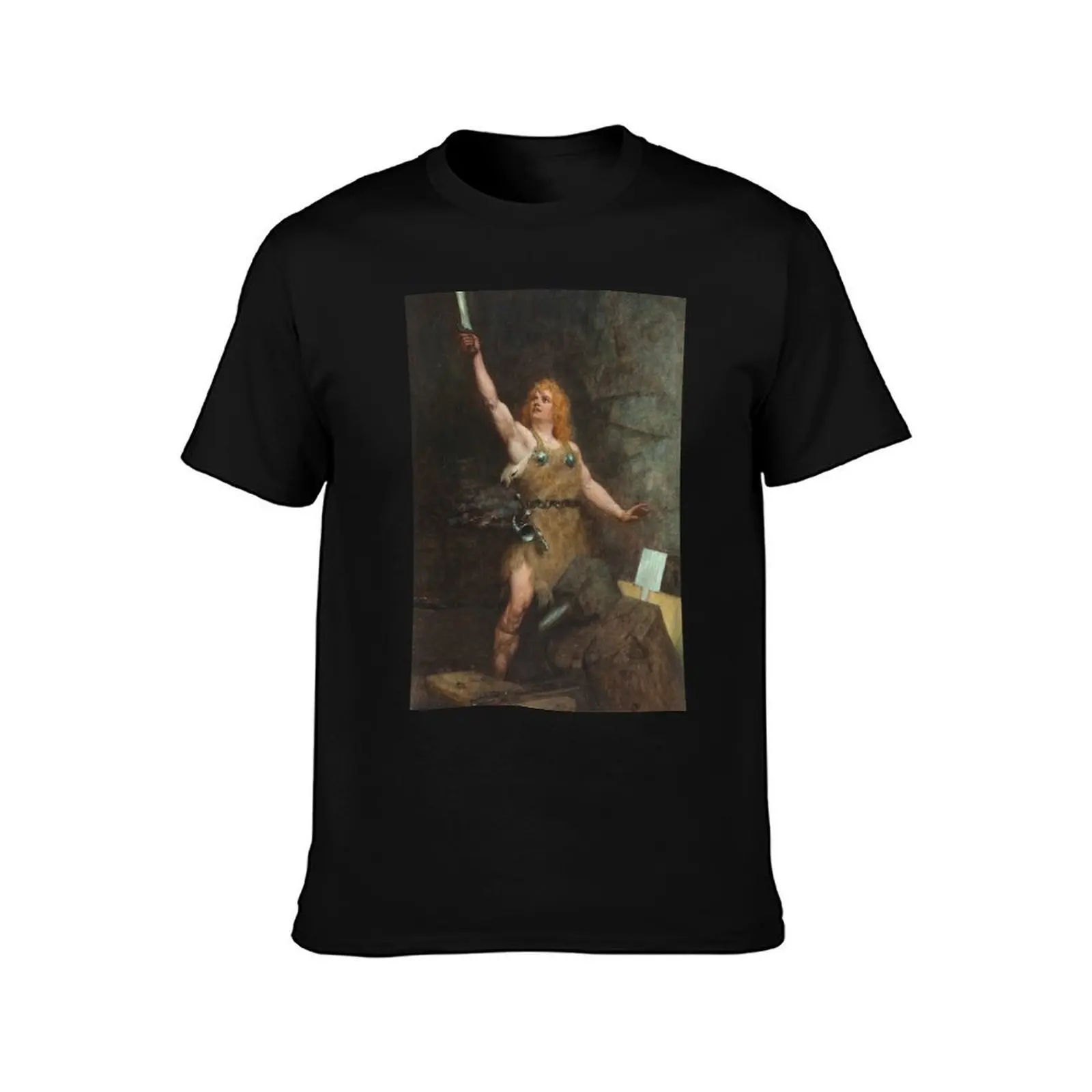 Siegfried in the Forge - Ferdinand Leeke T-Shirt Summer Casual Cotton Tee Oversized Streetwear Tops Vintage Graphic Print