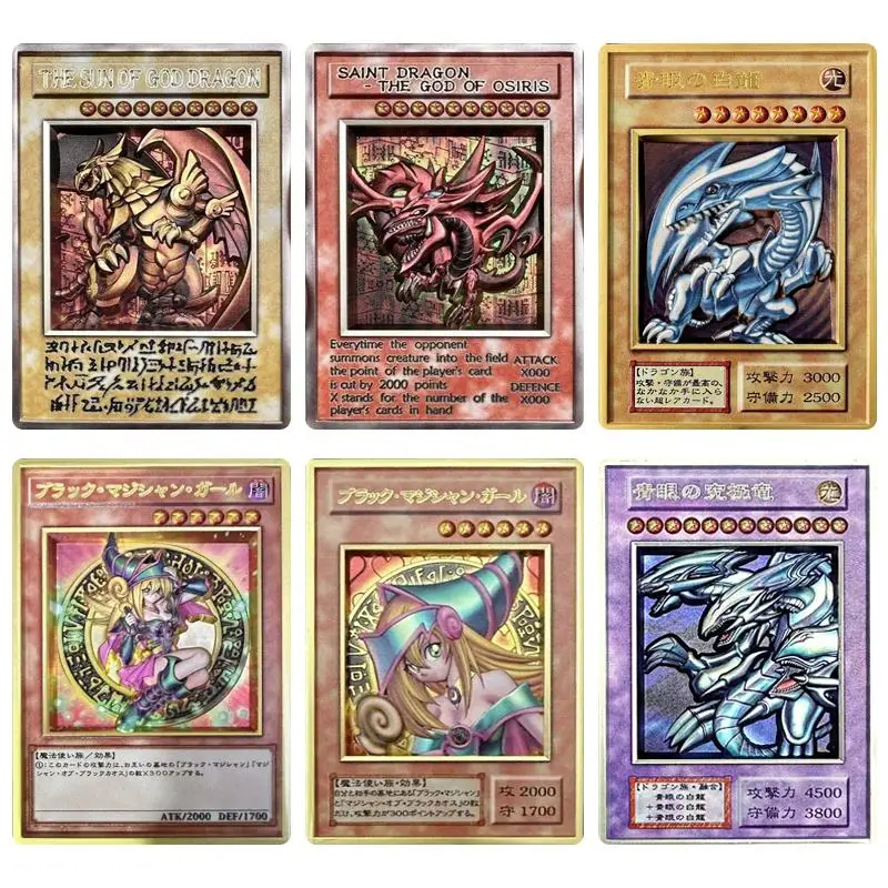 Diy Yu-Gi-Oh! Homemade Metal Card Anime Black Magician Girl Blue-Eyes Ultimate Dragon Rare Collection Flash Card Birthday Gift