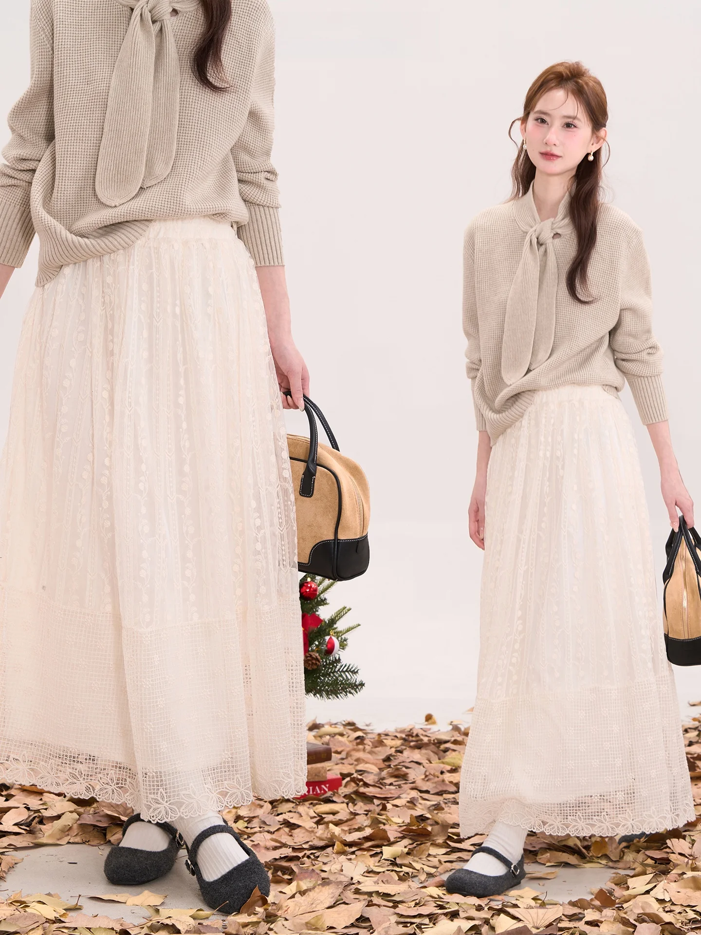 

Нежная кружевная юбка миди Heme Soft Candy Nebula 2026 для ранней весны, универсальная женская юбка средней длины, идеально сочетающаяся с различными топами