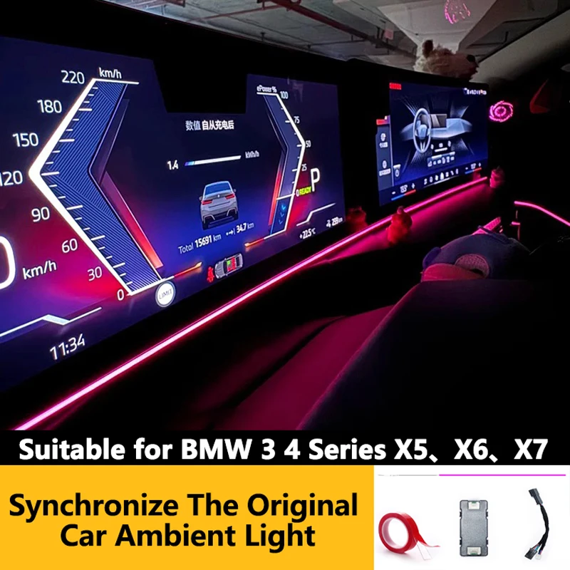

LED for BMW Instrument Ambient Lighting for BMW 2/3/4/7 Series X5 X6 X7 M3 M4 G20 G22 G80 G82 Curved Display Ambient Lighting