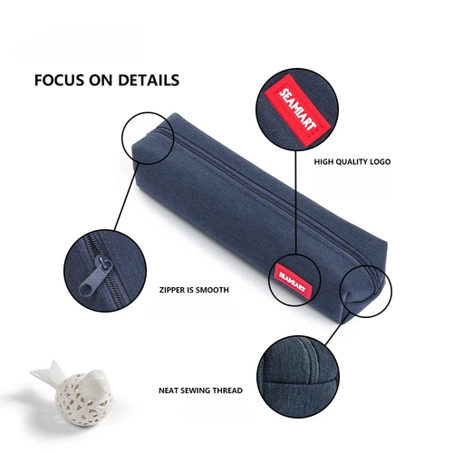 Imagen 2 del producto Bolsa cuadrada pequeña de tela para estudiantes, 1 piezas, Color sólido, Simple, papelería de escuela media y secundaria, estuche para lápices