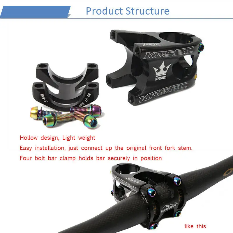 31.8mm Aluminum Bicycle Stem Downhill CNC MTB Bike Stem Mountain Road Bike Handlebar Ultra-light Short-Handle Stem