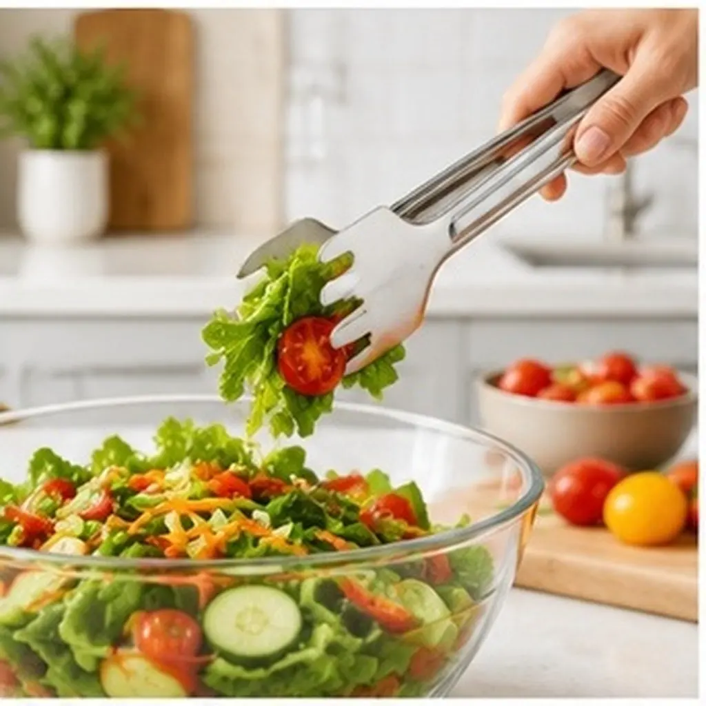 Stainless Steel Salad Tongs with Comb Design – Non-Slip Easy-Grip Serving Tongs for Kitchen, Buffet & Pasta
