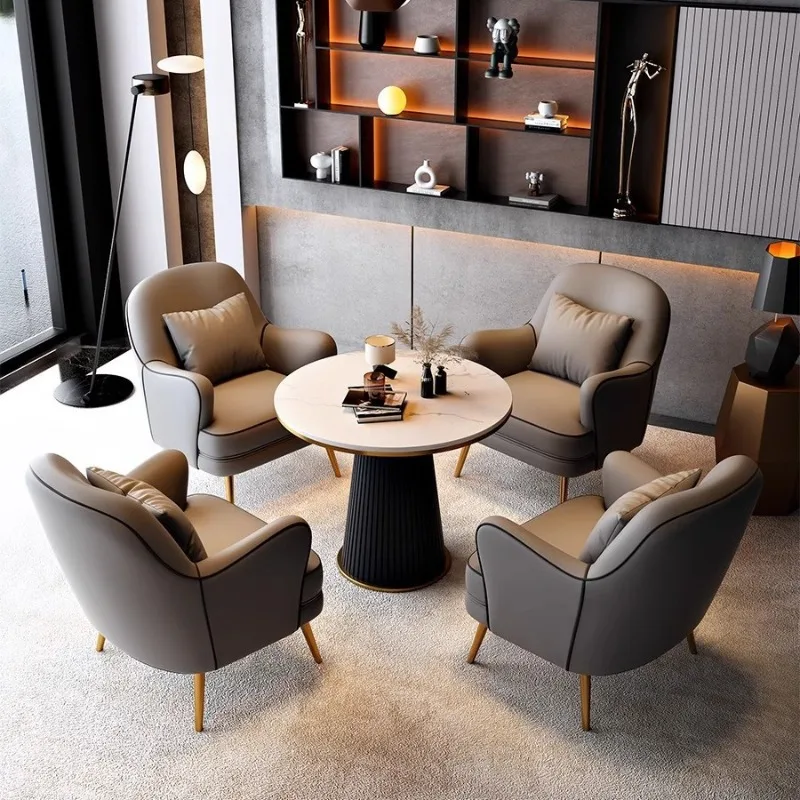 Italian light luxury sofa chair beauty salon hotel lobby office rest area reception negotiation leisure leather sofa