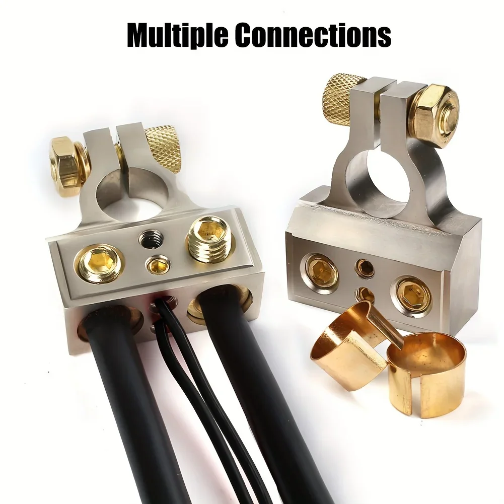 

1 Pair 0/2/4/8/10 Gauge Heavy-Duty Zinc Alloy Battery Terminal Connectors - Positive & Negative Car Audio Battery Terminals