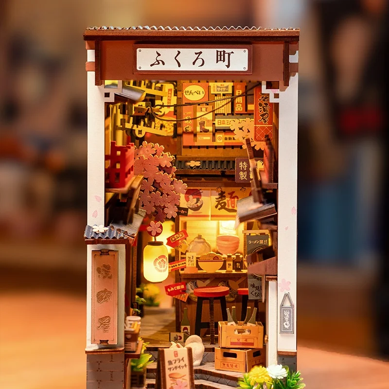 Rolife Handmade ature Scene Booke Women's Sle Desktop Micro Model Assembly Toy Wooden Book Stoppers Desk Decor