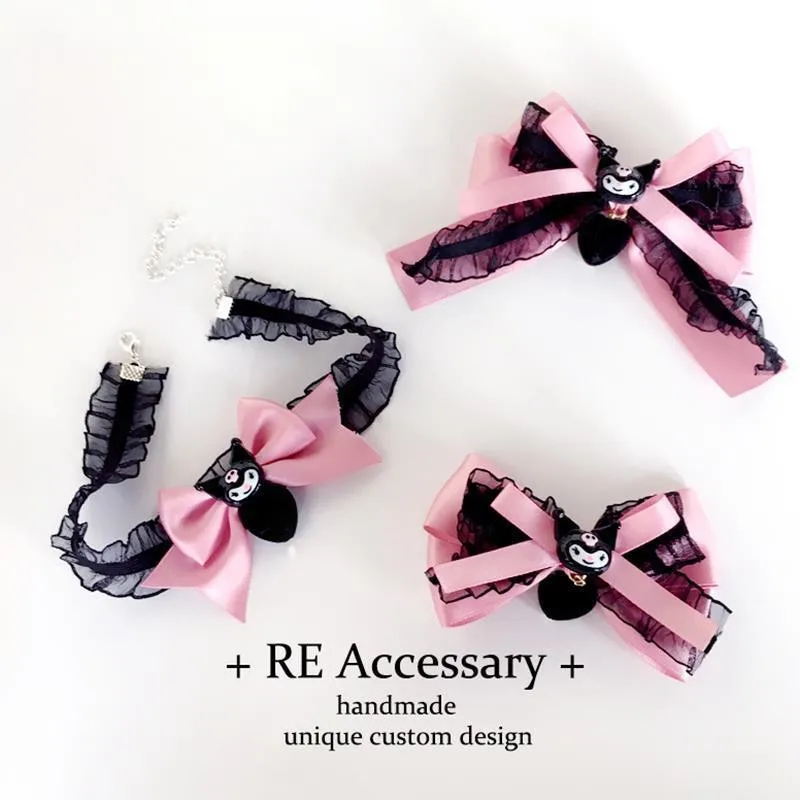 Kawaii Sanrio Kuromi Lolita La Parure Hairpin Cinnamoroll Bowknot Pachacco All-Match Student Liu Haibin Clip Hairpin Headdress