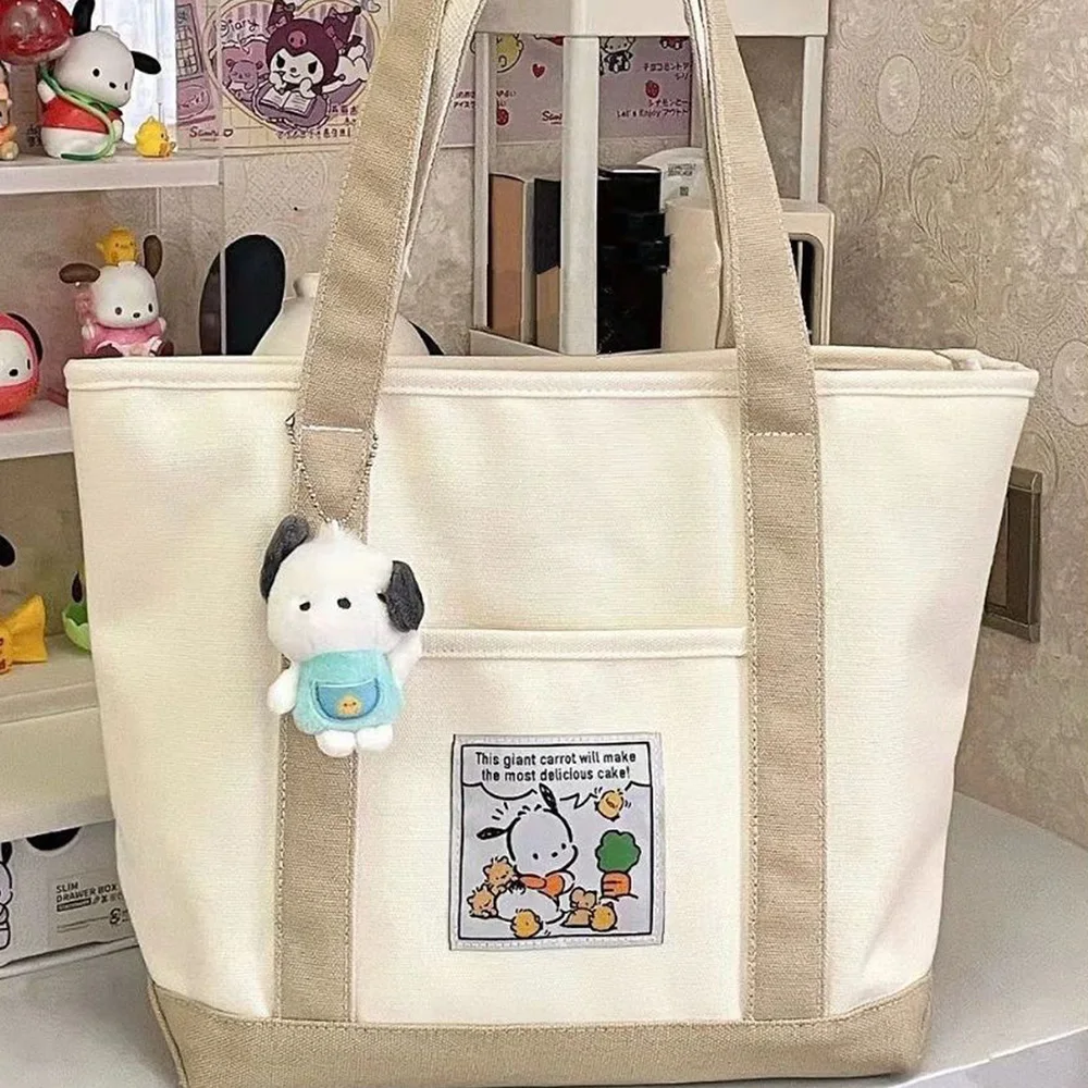 Cinnamorol Canvas Tas Leuke Cartoon College Handtas Grote Capaciteit Schouder Tote Sanrio Kawaii Anime Opbergtas Mode Rugzak