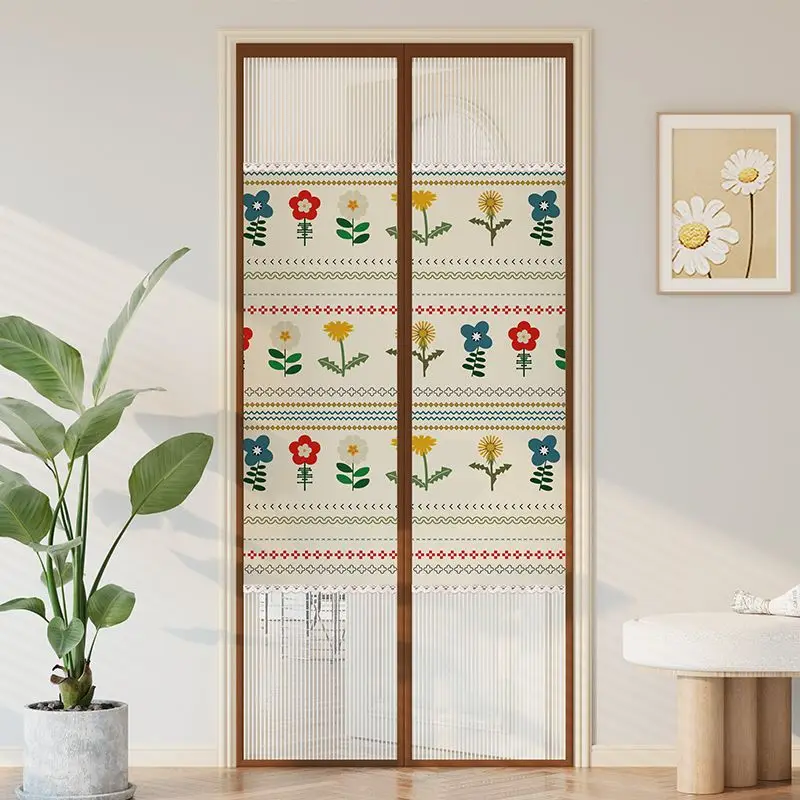 Ins Style Nordic Printed Door Cuttains Easy Installation Hanging Mosquito Encrypted Mosquito Net Mesh Screen Partition Curtains