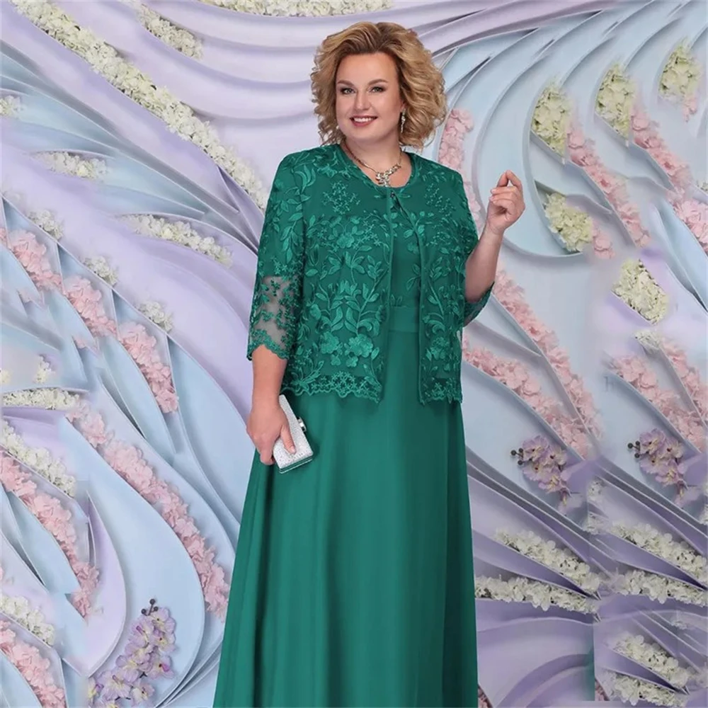 Elegante mãe da noiva vestidos plus size chiffon personalizado longo vestido de convidado de casamento renda festa vestido madre novia