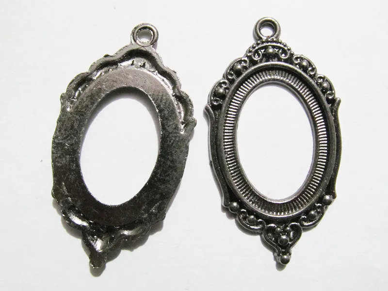 50pcs 9 Colors Oval Base Setting Tray Bezel Pendant Charm,fit18mmx25mm Cabochon/Picture/Cameo,DIY Accessory Jewelry