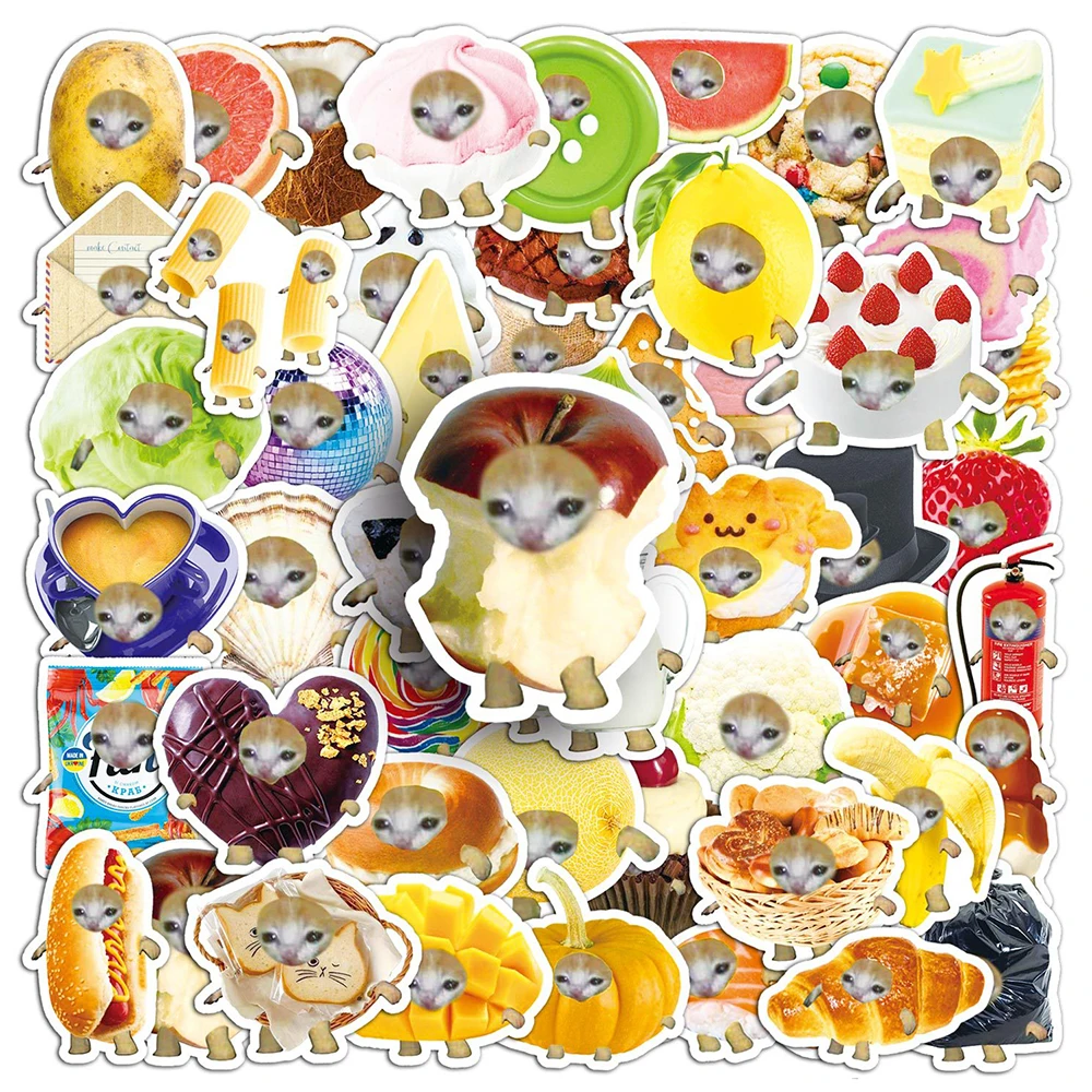 10/30/50pcs Funny Food Cat Meme Waterproof Graffiti Stickers Aesthetic Decorative Decal Laptop Phone Fridge Stationery Sticker