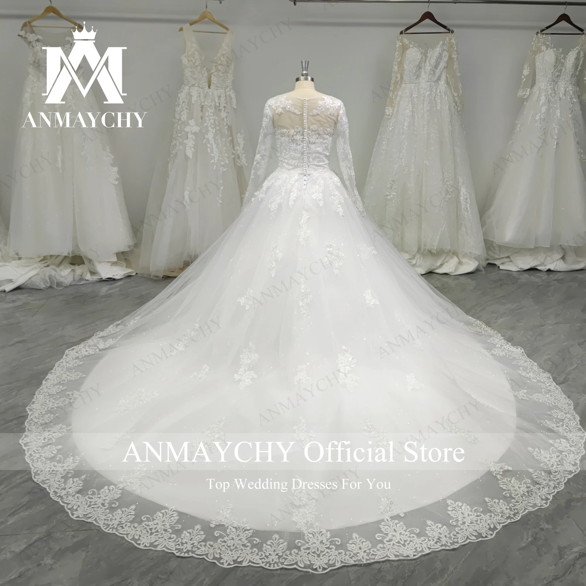 ANMAYCHY Strapless Wedding Dresses 2022 Modern Strapless With Jacket Long Sleeve Appliques A-Line Wedding Gown Vestidos De Novia