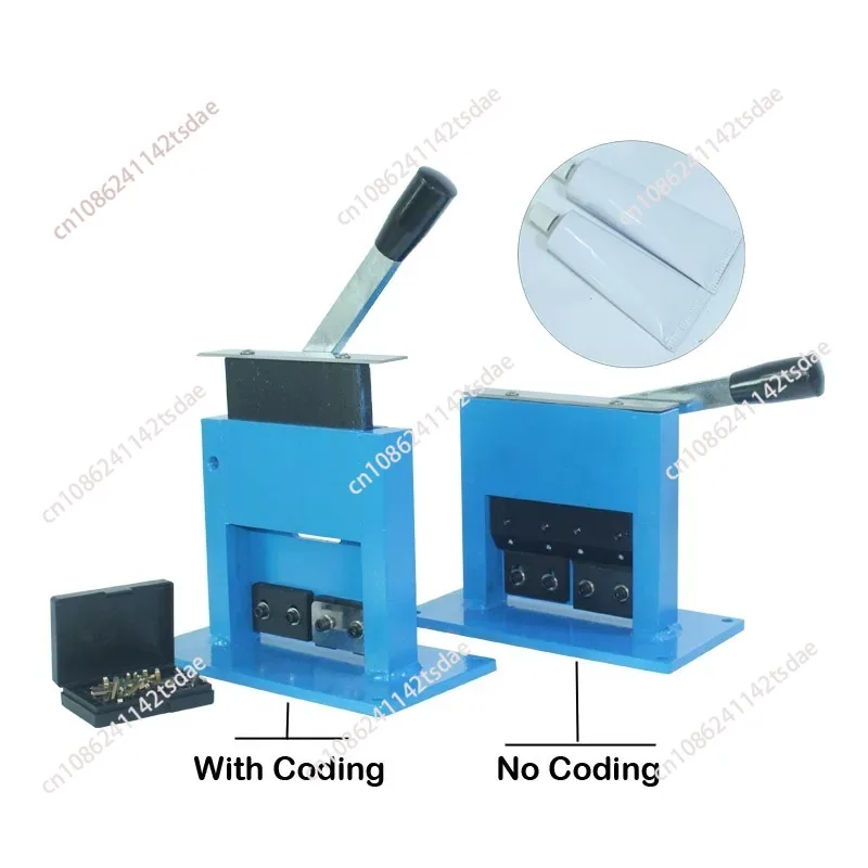 Aluminium tube sealing machine, tooth paste tube sealant, aluminium moulding sealant, with the codes of deadline, manual sealer