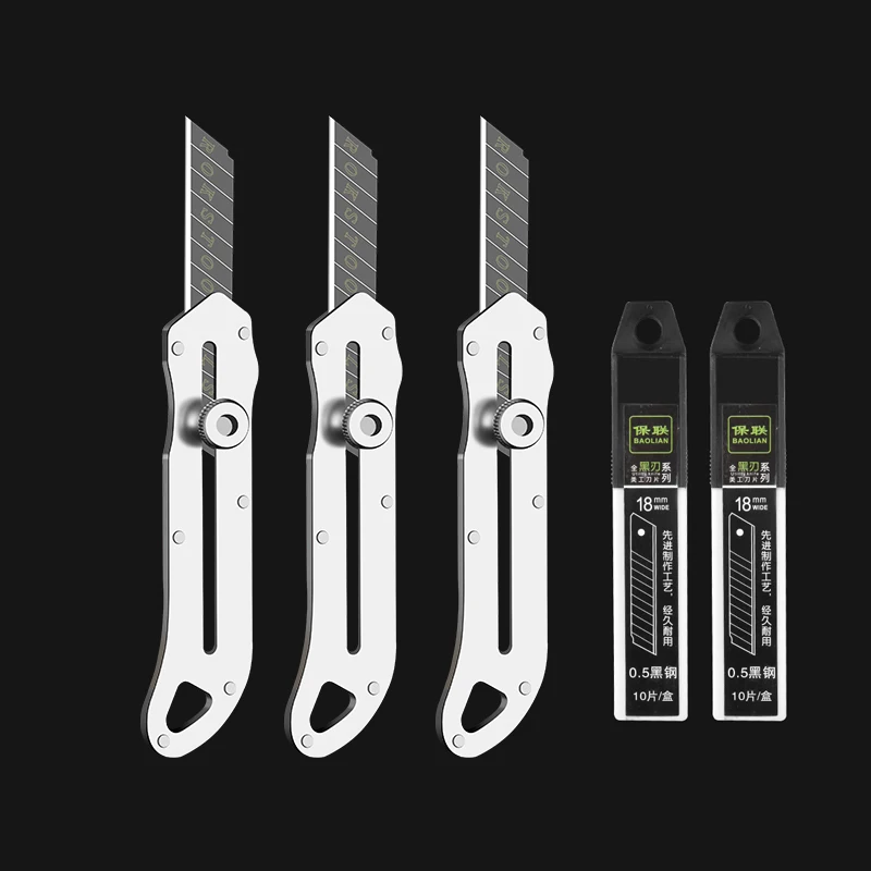 Multi-Purpose Retractable Metal Stainless Steel box cutter Premium Sharp SK5 Blade Art Utility Knife Cardboard Wallpaper couteau