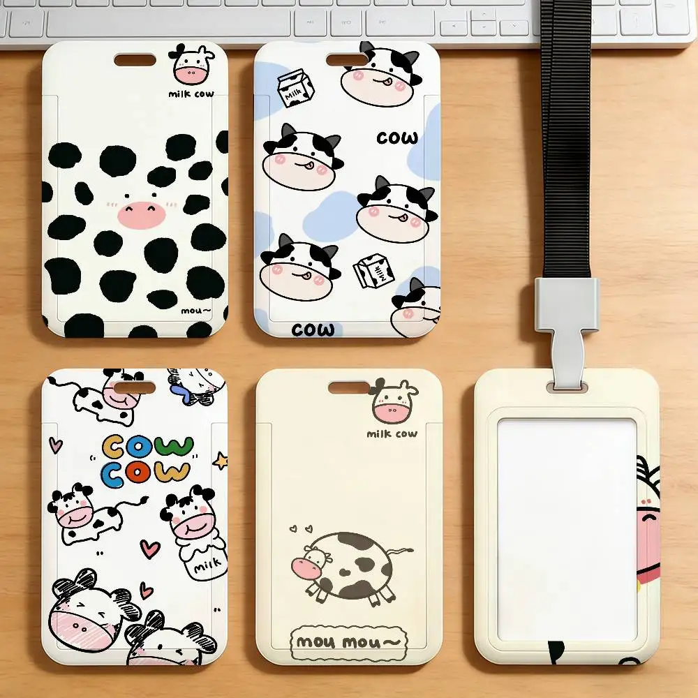 

Картхолдер с мультяшным рисунком коровы Холщайн, для студенческих карт питания, проездных на общественный транспорт и метро