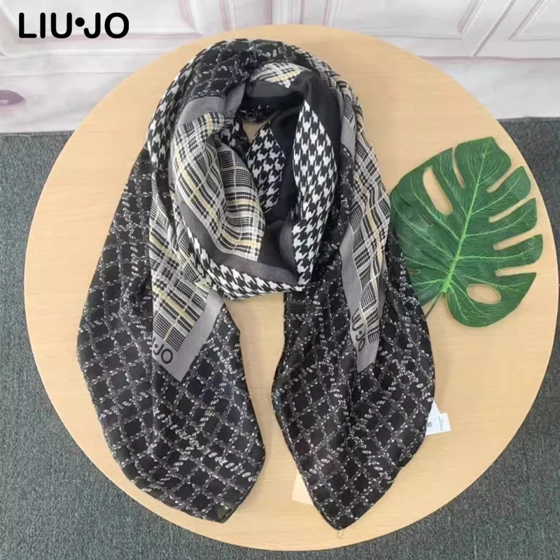 Liu jo Luxury Brand Classic Plaid Women Autumn Winter Fashion Casual Business Neckerchief Black Shawl Scarves