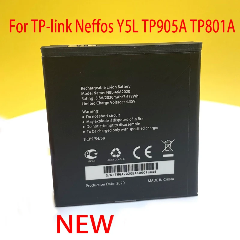 

NEW 2020mAh Battery For TP-link Neffos Y5L TP905A TP801A NBL-46A2020 In Stock High Quality +Tracking Number