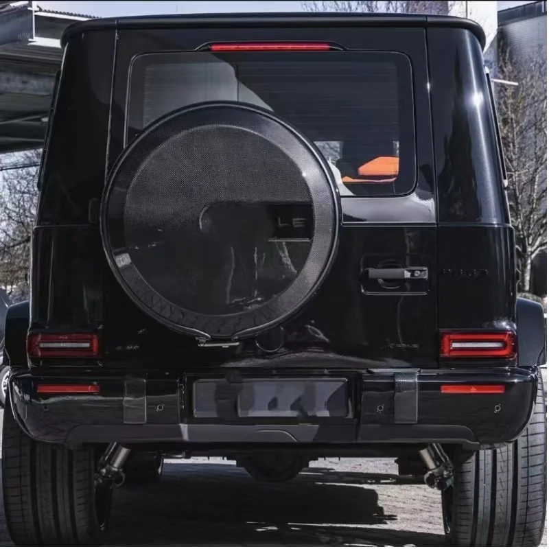 For Mercedes-Benz W463 W464 G500 G900 G63 real carbon fiber spare tire cover modification, replacement tire protection sleeve