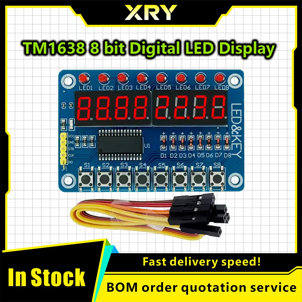 XRY TM1638 Module Key Display For AVR Arduino New 8-Bit Digital LED Tube 8-Bit