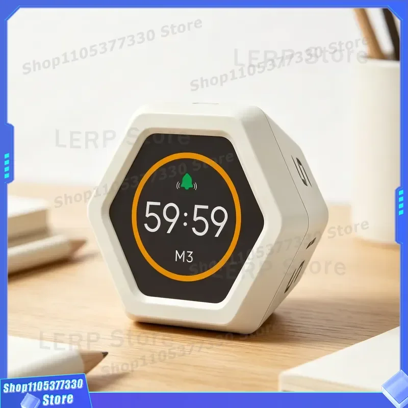Hexagonal Visual Flip Timer for Kids Google Productivity Tool Smart Digital Countdown Clock Tomato Time Management Kitchen