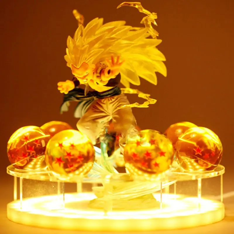 Dragon Ball Son Goku Animation periferiche Battle versione danneggiata Crystal LED Lamp comodino Desktop Ornament giocattolo creativo per ragazzi